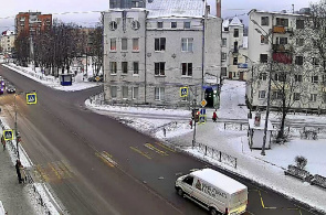 Travessia de pedestres na rua Karelskaya. Webcams Sortavala online