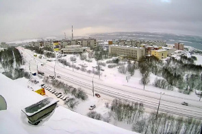 Kola Avenue, panorama da cidade. Webcams em Murmansk online