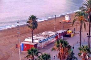 Praia de São Sebastião e Barceloneta. Panorama. Webcams de Barcelona on-line