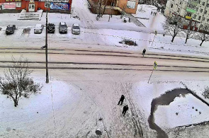 Travessia de pedestres na rua Gogol. Webcams Pitkyaranta online