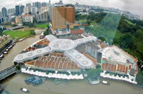 Complexo comercial e de entretenimento junto ao rio Clark Quay. Cingapura webcams online