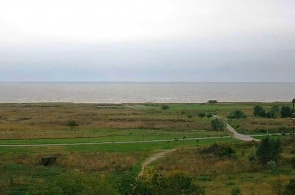 Vista da baía de Pärnu, transmissão on-line do Strand Hotel