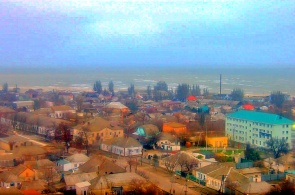 Vista do porto e do Arabat Spit. Webcams Genichesk