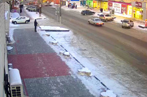 Rua Lenin. Vista da administração da cidade. Webcams em Tulun online