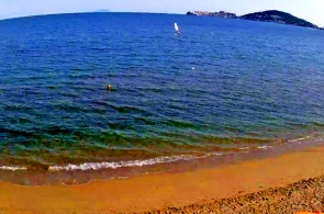 Praia Vinicio com a Baía de Gaeta ao fundo. Webcams Gaeta