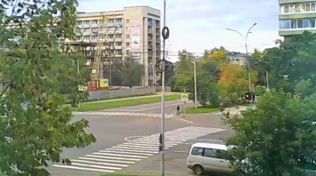 Rua Komsomolskaya da encruzilhada - avenida de Pervostroiteley. Komsomolsk-on-Amur